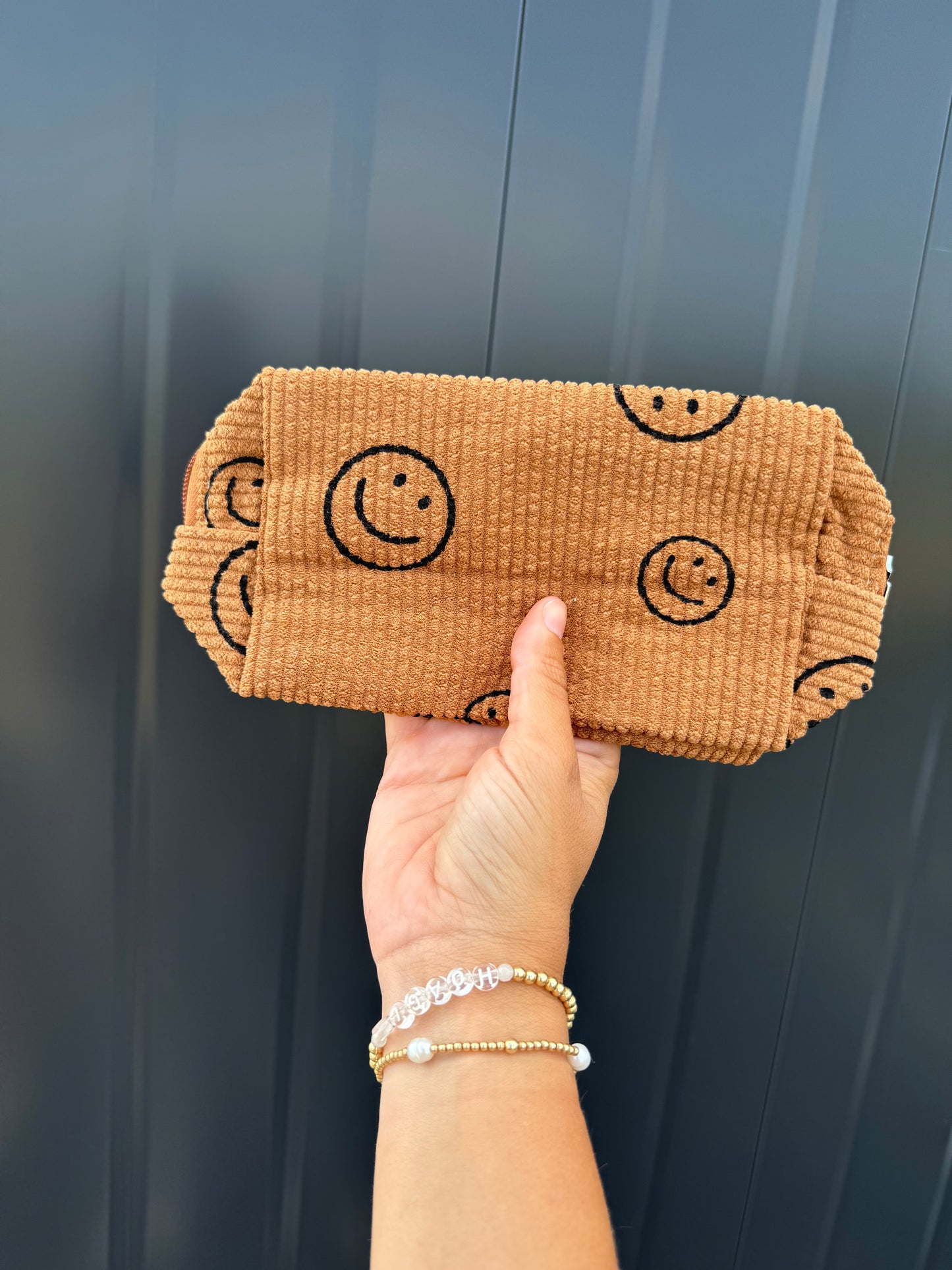 Corduroy Smiley Toiletry Bag