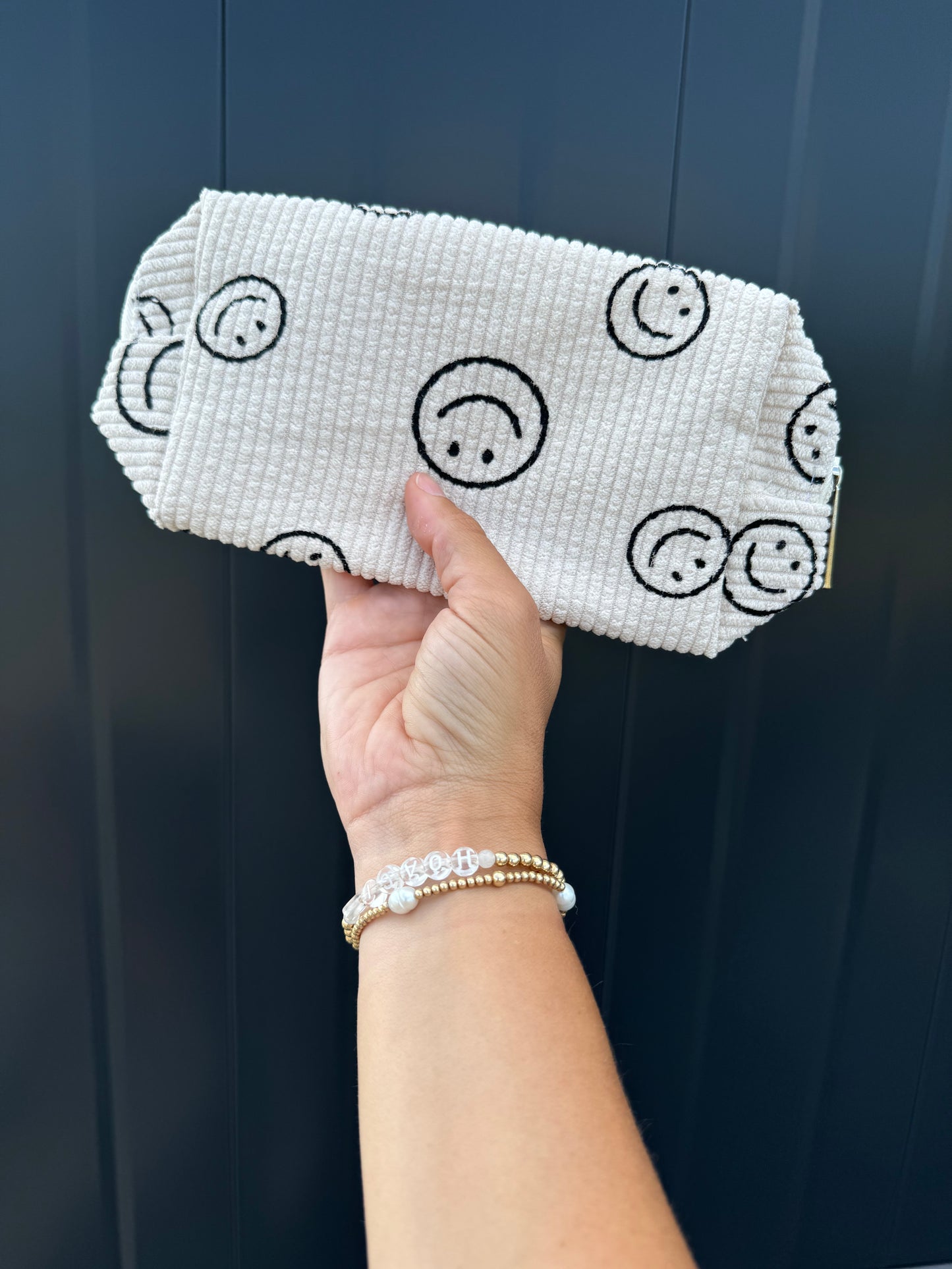 Corduroy Smiley Toiletry Bag