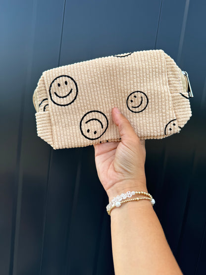 Corduroy Smiley Toiletry Bag