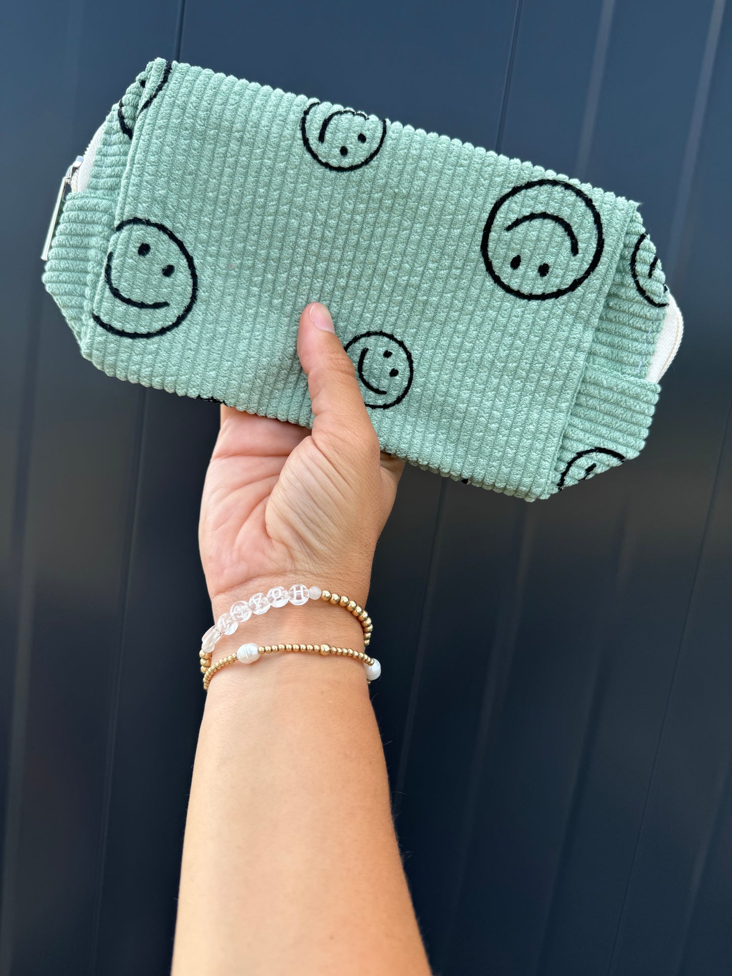 Corduroy Smiley Toiletry Bag